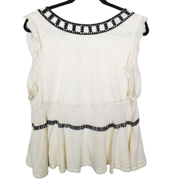 Free People Womens M Cream Linen Blend Ecru Combo - Picture 8 of 9